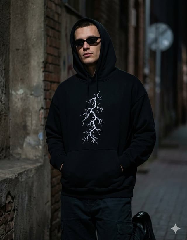 Oversized Hoodie With Glow-In-Dark Design
